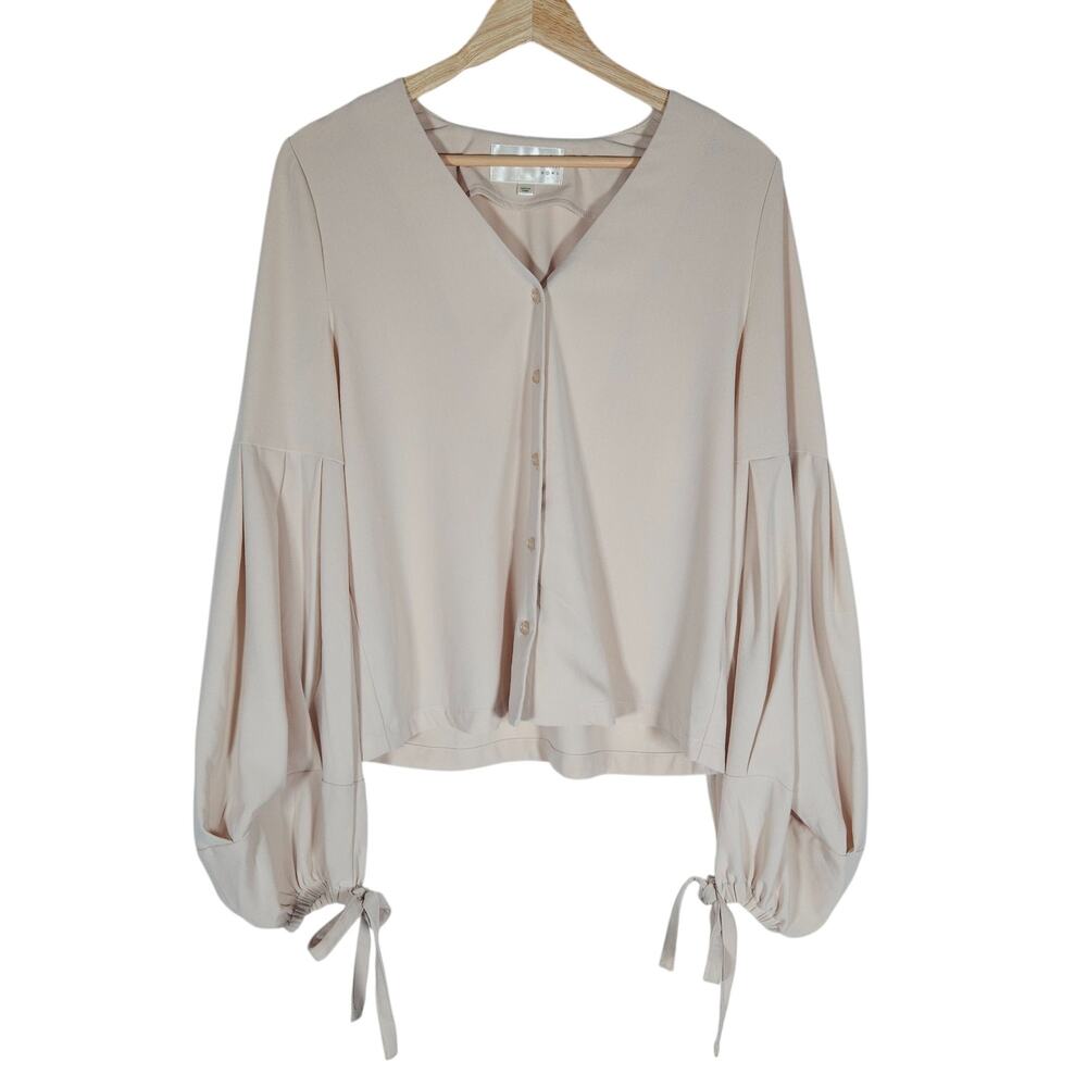 JOA Los Angeles Womens Blouse Small Beige Balloon Sleeve Feminine Fairycore Chic